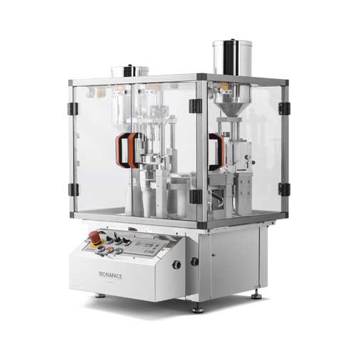 IN-CAP is the new automatic capsule filling machine with dosing devices for powders, pellets, single tablets, mini-tablets, capsule in capsule, liquids. Up to 3.000 caps per hour. DUST TIGHT and IP 55 version also available.