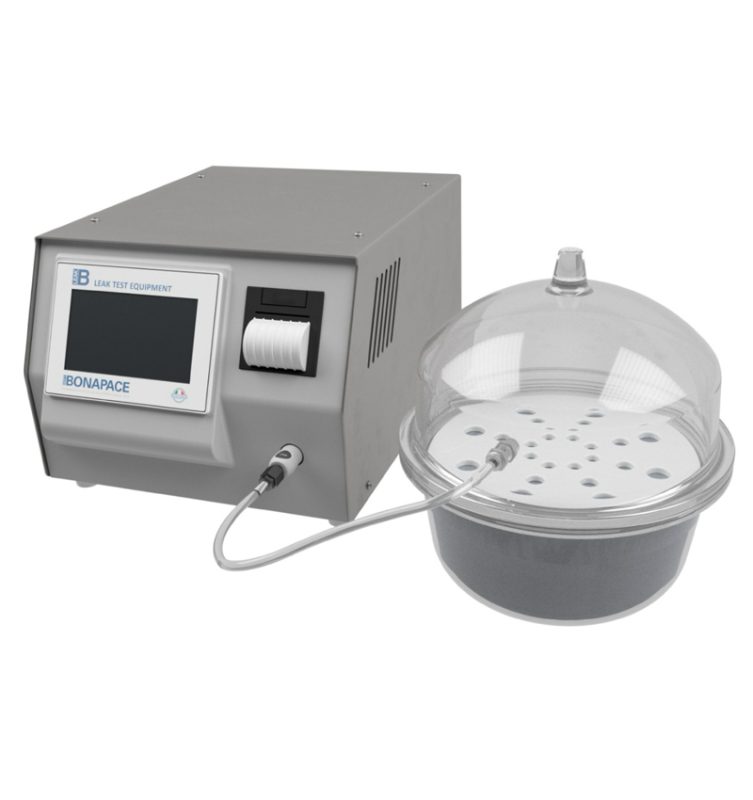 VALIDATING SEALING PROCESSES A device designed to assess the seal integrity of blister packs or other packaging with methylene blue visual inspection under vacuum. It is ideal for testing various packages in a laboratory or at the end of the production line and validating sealing processes. Quick and simple installation, to use B LEAK specialist training and, consequently, a specialized technician is not required.