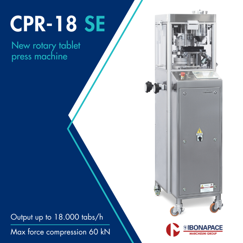 The CPR-18 SE rotary tablet press machine is an enhanced version of the CPR-18, offering a robust and compact design that delivers exceptional versatility. This reliable and practical solution is ideal for a wide range of applications.